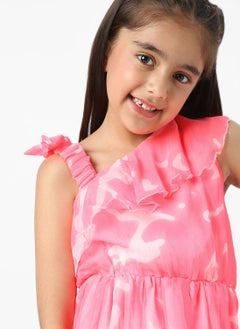 Nautinati Nautinati Girls’ Chiffon All Over Printed Strap Sleeve Frill Dress  - Image 4