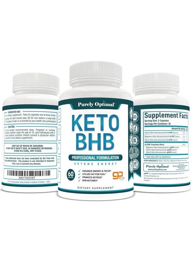 Purely Optimal Premium Keto Diet Pills Utilize Fat for Energy with Ketosis - Boost Energy & Focus, Manage Cravings, Support Metabolism - Keto Bhb Supplement for Women & Men - 30 Days Supply  - Image 5