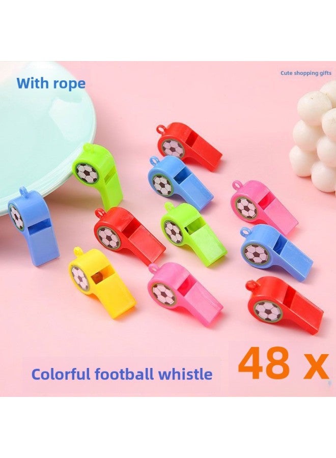 Loquat Referee Plastic Kids With Rope Children's Toy Whistle Fan Whistle Games Whistle Kindergarten Teacher-Color:Football Whistles (4 Pieces) In Random Colors - Image 3