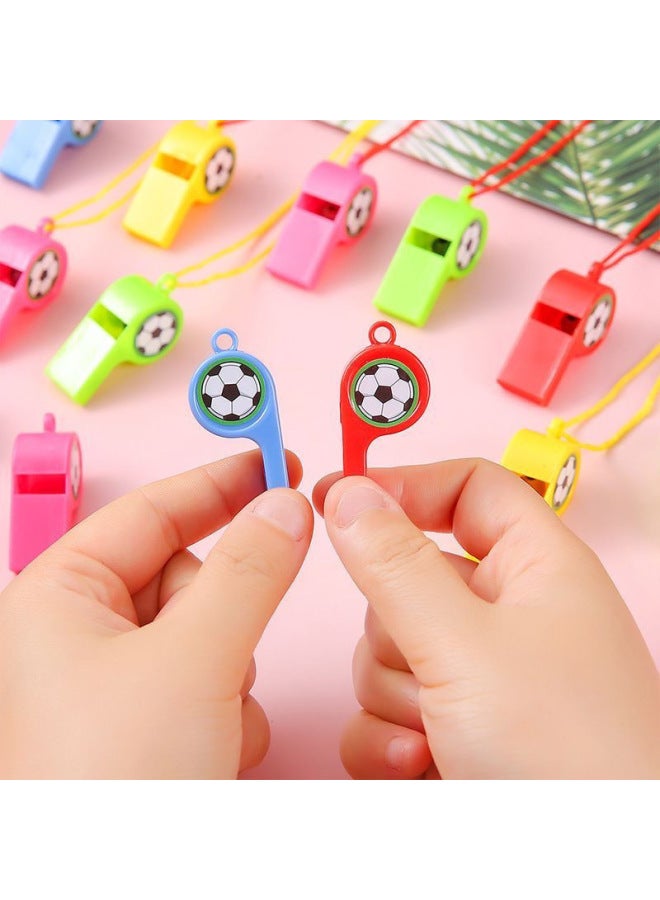 Loquat Referee Plastic Kids With Rope Children's Toy Whistle Fan Whistle Games Whistle Kindergarten Teacher-Color:Football Whistles (4 Pieces) In Random Colors - Image 2