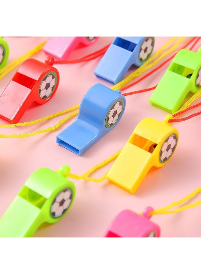 Loquat Referee Plastic Kids With Rope Children's Toy Whistle Fan Whistle Games Whistle Kindergarten Teacher-Color:Football Whistles (4 Pieces) In Random Colors - Image 1