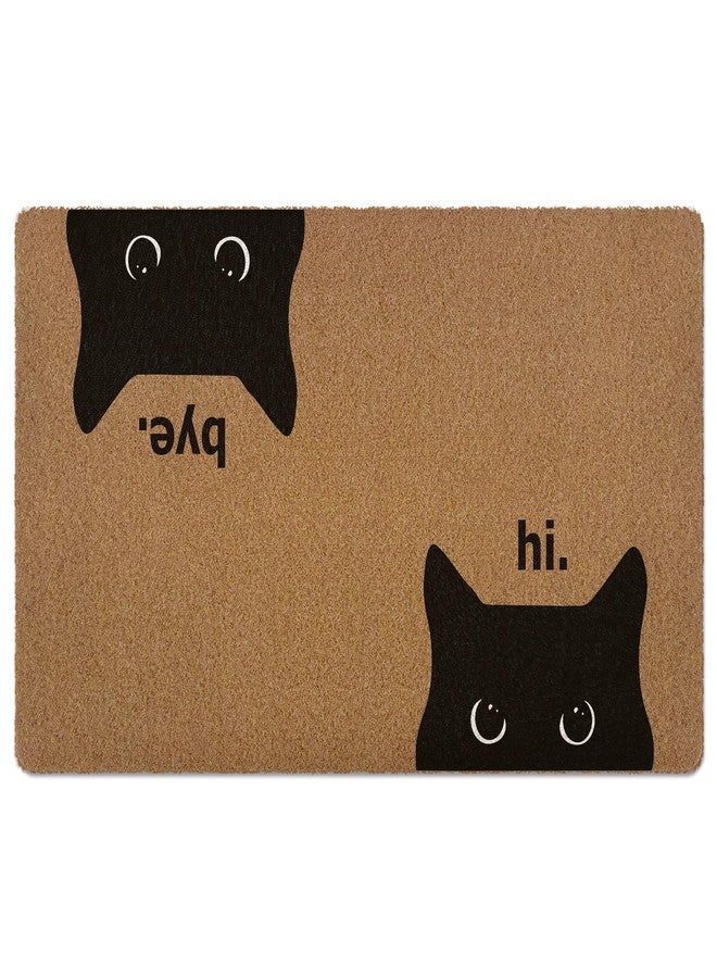 XLDLIOO Black Cat Door Mat, Cat Welcome mat, Cute Funny Welcome Front Door Mat Indoor Entrance, Rustic Artificial Coir Doormat Rugs for Cats Lovers Owners Porch Entry Patio Kitchen Decor 30x17in - Image 1