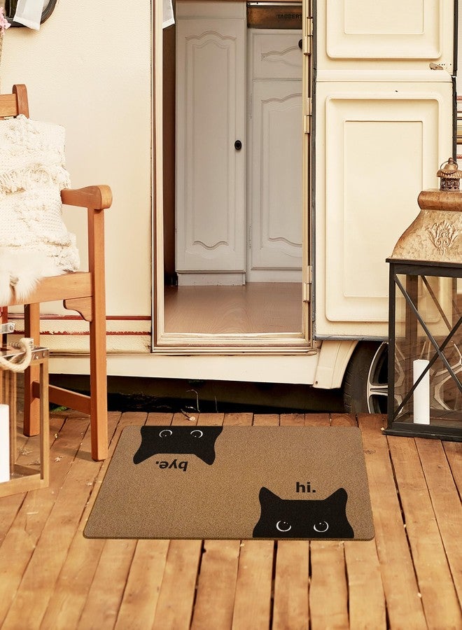 XLDLIOO Black Cat Door Mat, Cat Welcome mat, Cute Funny Welcome Front Door Mat Indoor Entrance, Rustic Artificial Coir Doormat Rugs for Cats Lovers Owners Porch Entry Patio Kitchen Decor 30x17in - Image 4