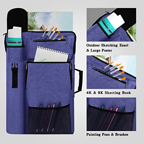 TreochtFUN Art Portfolio Case 18 x 24,Portfolio Bag For Artwork/Board/project/drawing,Artist Backpack(Navy Blue). - Image 3