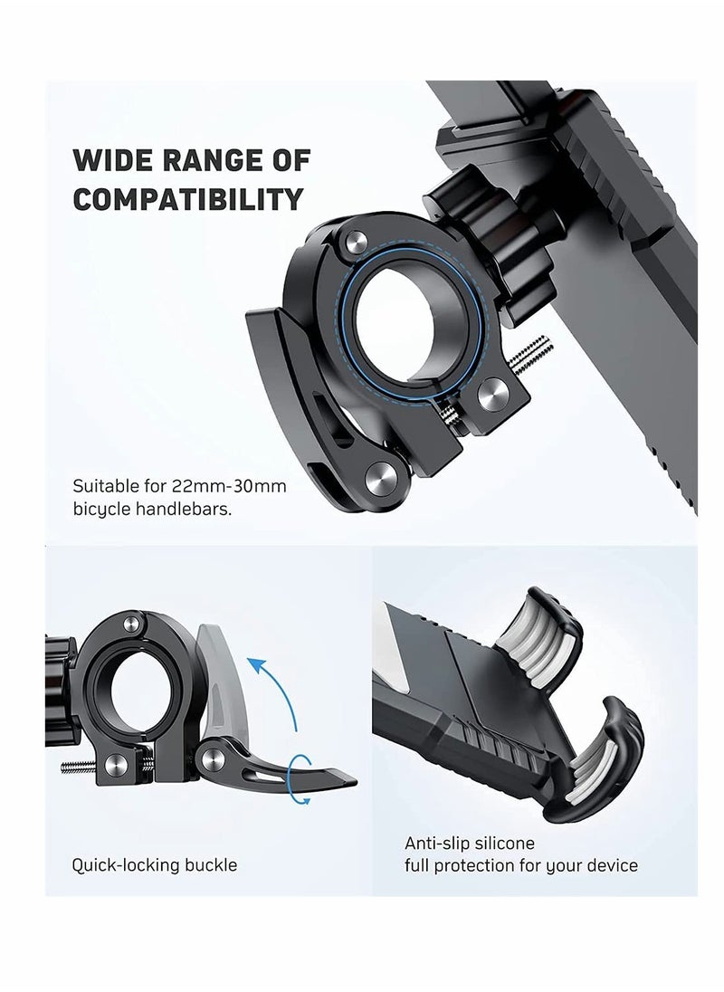 SYOSI - Bike Phone Holder, Motorcycle Phone Mount, Mountain Bike Accessories for Adult Bikes, Scooter Baskets Handlebar Kit Cell Phone Clip for 4.7 to 6.8 Inch Smartphone, Black - Image 1