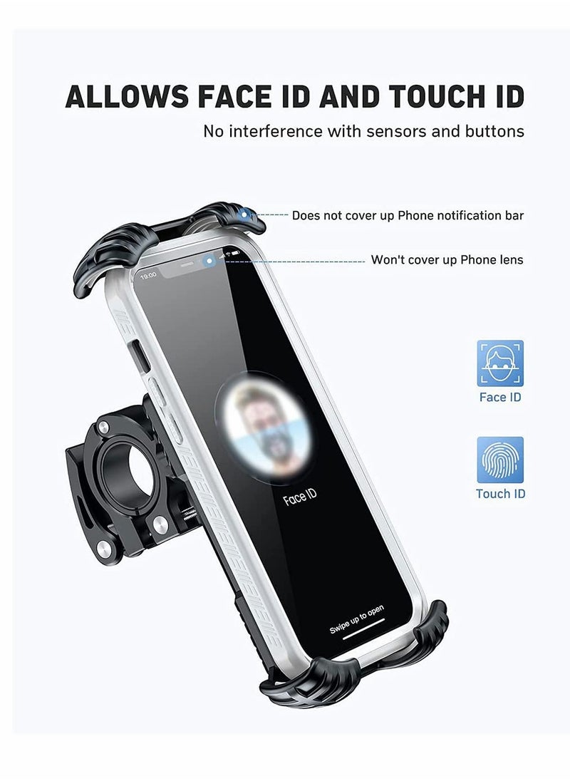 SYOSI - Bike Phone Holder, Motorcycle Phone Mount, Mountain Bike Accessories for Adult Bikes, Scooter Baskets Handlebar Kit Cell Phone Clip for 4.7 to 6.8 Inch Smartphone, Black - Image 1