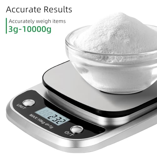 AGM Digital Food Scale, 22 lbs/10kg Multifunction Kitchen Scale with Large Back-lit LCD Display and Tare Function for Cooking Baking Diets - Image 4