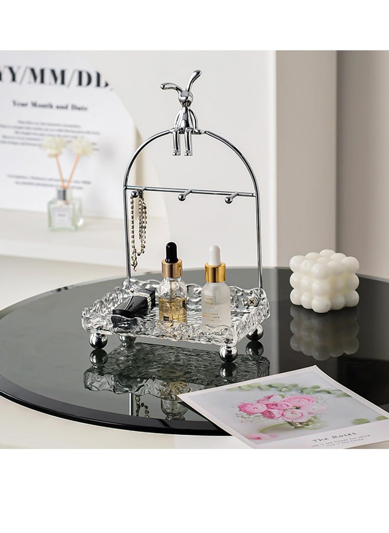 KASTWAVE Key Tray, Metal Key Holder Organizer Rack, Jewelry Organizer Necklace Stand Holder, Decorative Vanity Tray Organizer for Bedroom, for Entryway Hallway Doorway Camper  - Image 2
