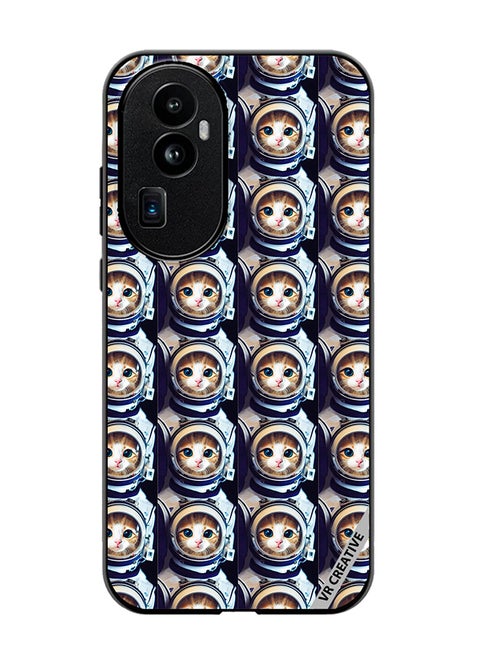 Protective Case Cover For Oppo Reno 10 Pro Plus Cat Face Inside Astronauts Helmet Pattern Design Multicolour
