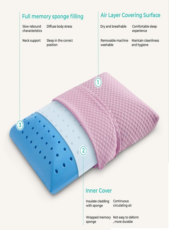 PEUJEW Travel Pillow Memory Foam Pillows, Camping Pillow-Compressible Medium Firm, Breathable Cover, Ideal Backpacking Hiking, Bed Pillows, Airplane and Car (Apricot Powder, S) - Image 2