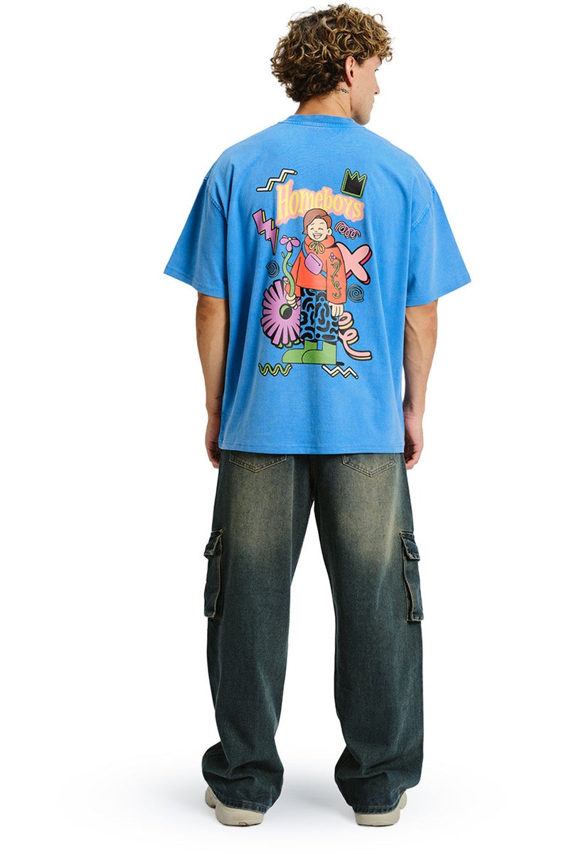 Bonkers Corner Homeboys Faded Blue Oversized T-shirt - Image 4