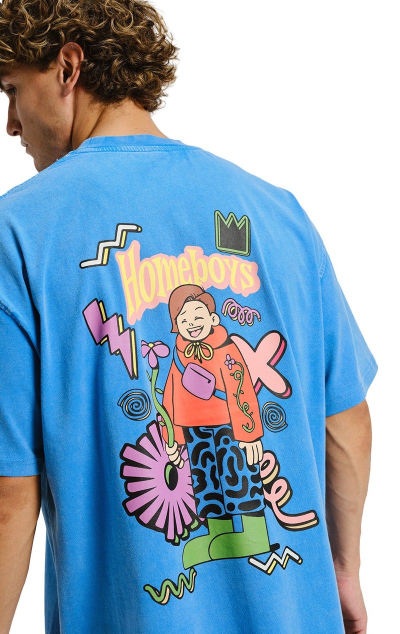 Bonkers Corner Homeboys Faded Blue Oversized T-shirt - Image 2