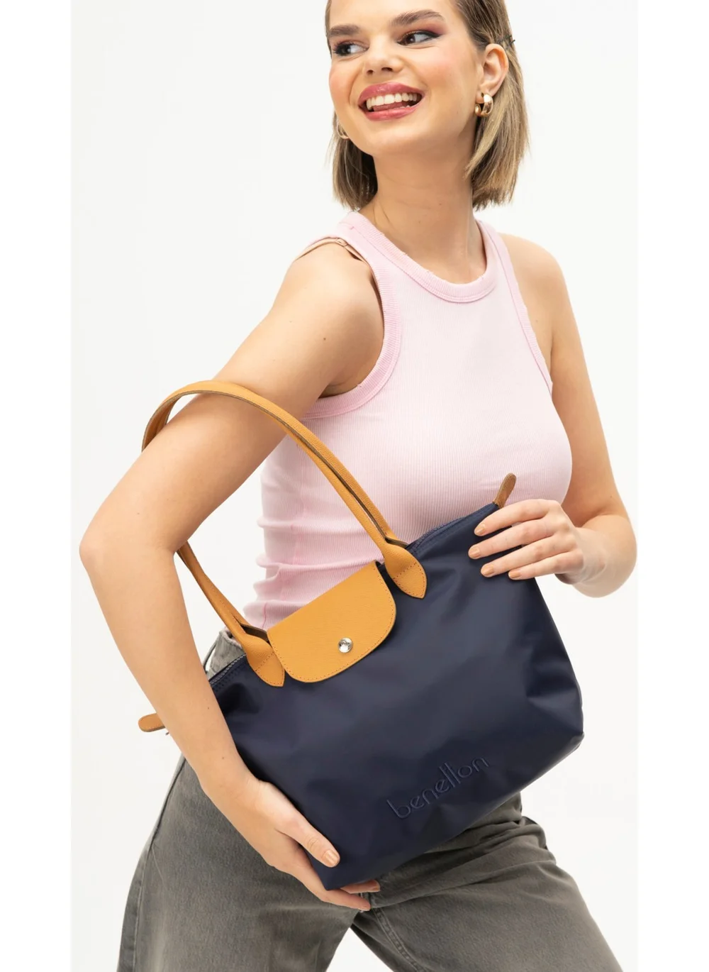 يونايتد كولورز أوف بينتيون Benetton Women's Handbag Navy Blue-Camel BNT1357