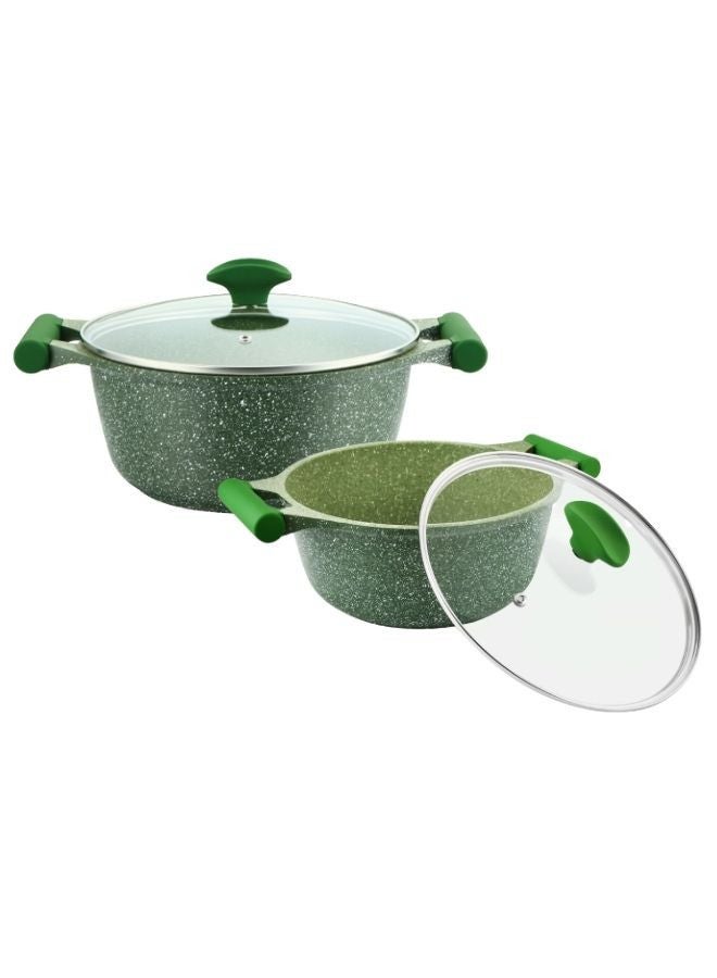 Prestige Essentials Nonstick Pots and Pans Set | Induction Cookware Set 11 Pieces | Non Stick Set Combo | Granite Cooking Set | Fry Pan Non Stick Combo Set - Green - Image 2
