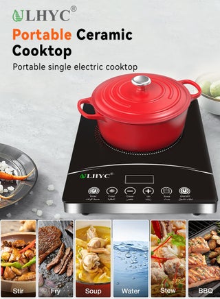 Digital Infrared Cooker With 3500W Ceramic Heating Element, 4 Digit LED Display, Touch Control, 8 Power/Temperature Levels For Adjustment, 3hr Programmable Timer - view 2