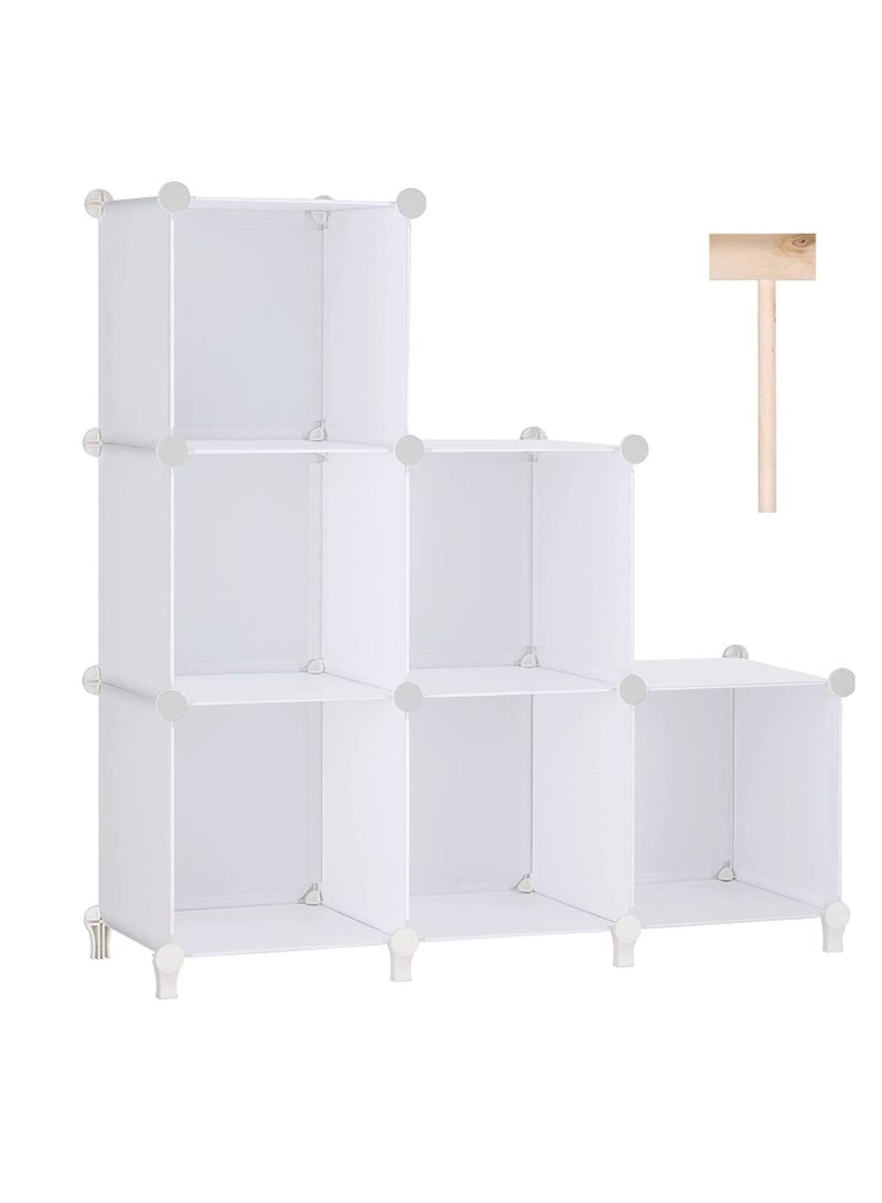 MIXDE Cube Storage Organizer 6-Cube Closet Storage Shelves with Wooden Mallet DIY Closet Cabinet Bookshelf Plastic Square Organizer Shelving for Home,Office,Bedroom (White) - Image 1