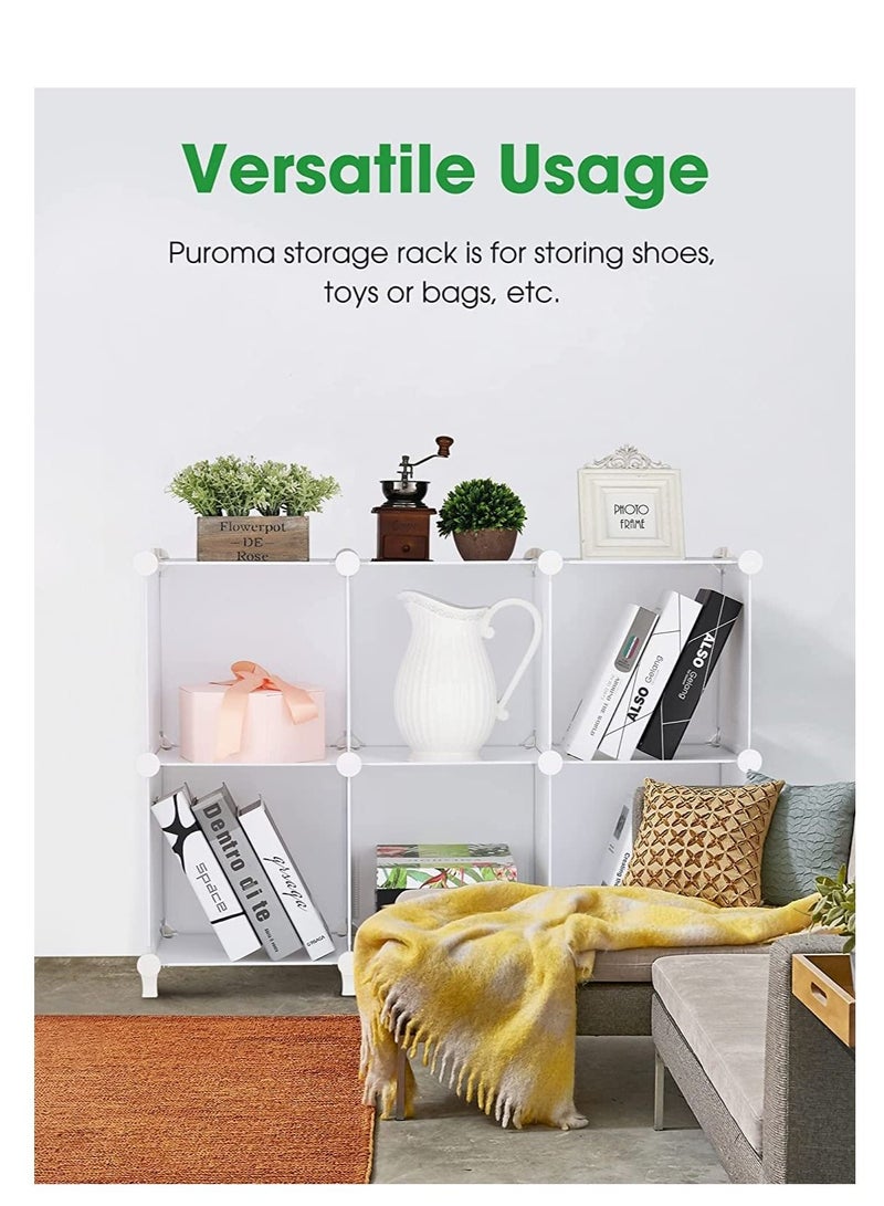 MIXDE Cube Storage Organizer 6-Cube Closet Storage Shelves with Wooden Mallet DIY Closet Cabinet Bookshelf Plastic Square Organizer Shelving for Home,Office,Bedroom (White) - Image 5