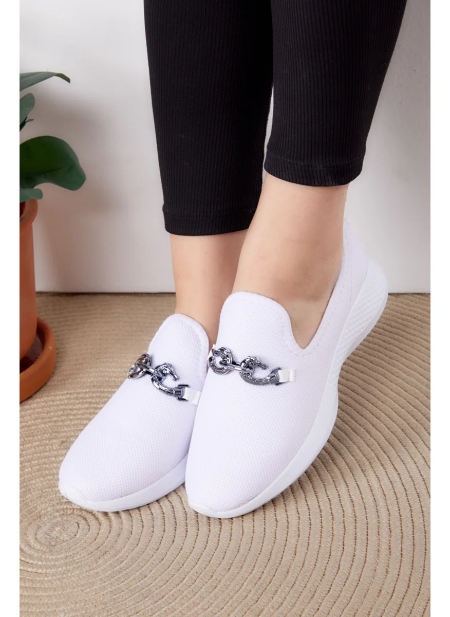 Tofisa Women's White Buckled Sneakers - 25378