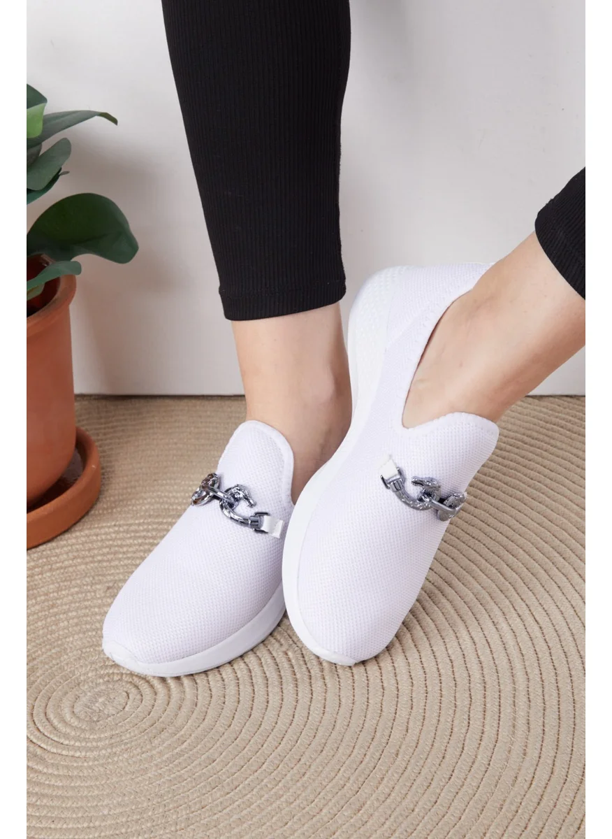 Tofisa Women's White Buckled Sneakers - 25378