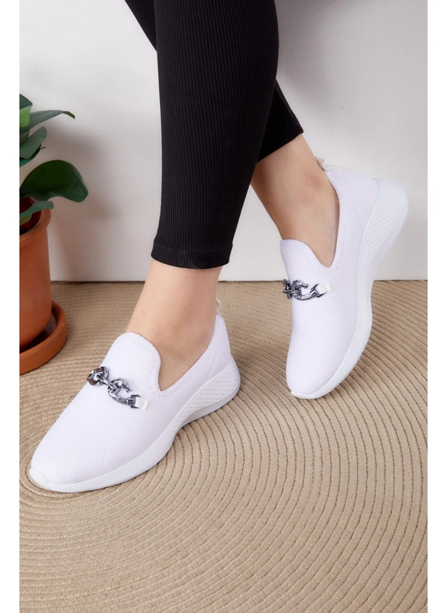 Tofisa Women's White Buckled Sneakers - 25378
