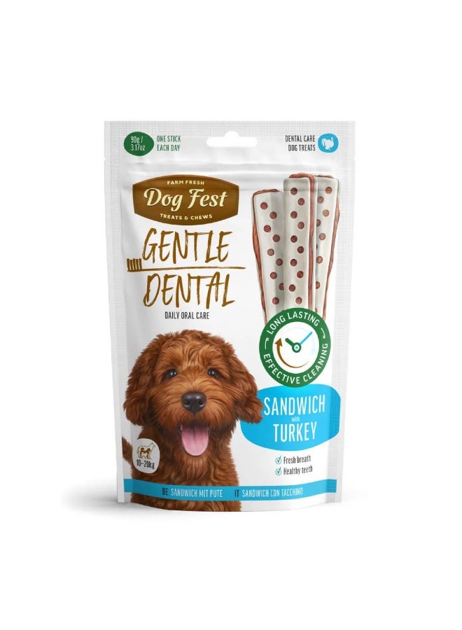 Dog Fest - Dental Treats For Adult Dogs - Sandwich, Turkey 90g
