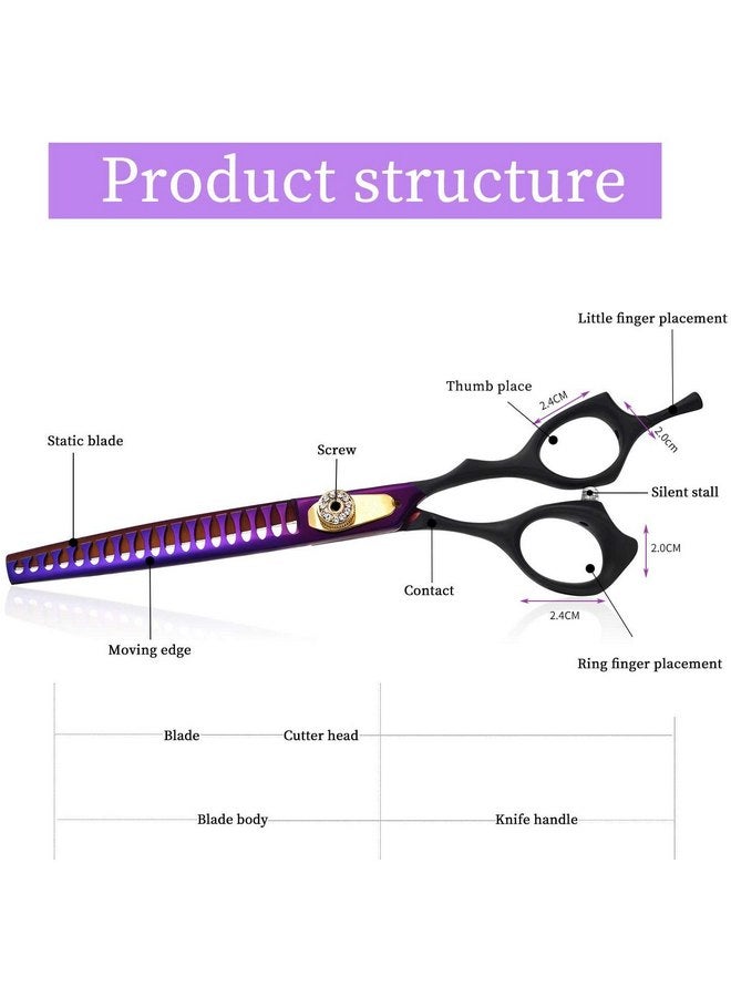 Purple Dragon Professional 7.0/8.0 inch Pet Grooming Hair Cutting Scissor and 6.75/8.0 inch Dog Chunker Shear - Japan 440C Stainless Steel for Pet Groomer or Family DIY Use (Chunker Scissor) - Image 3
