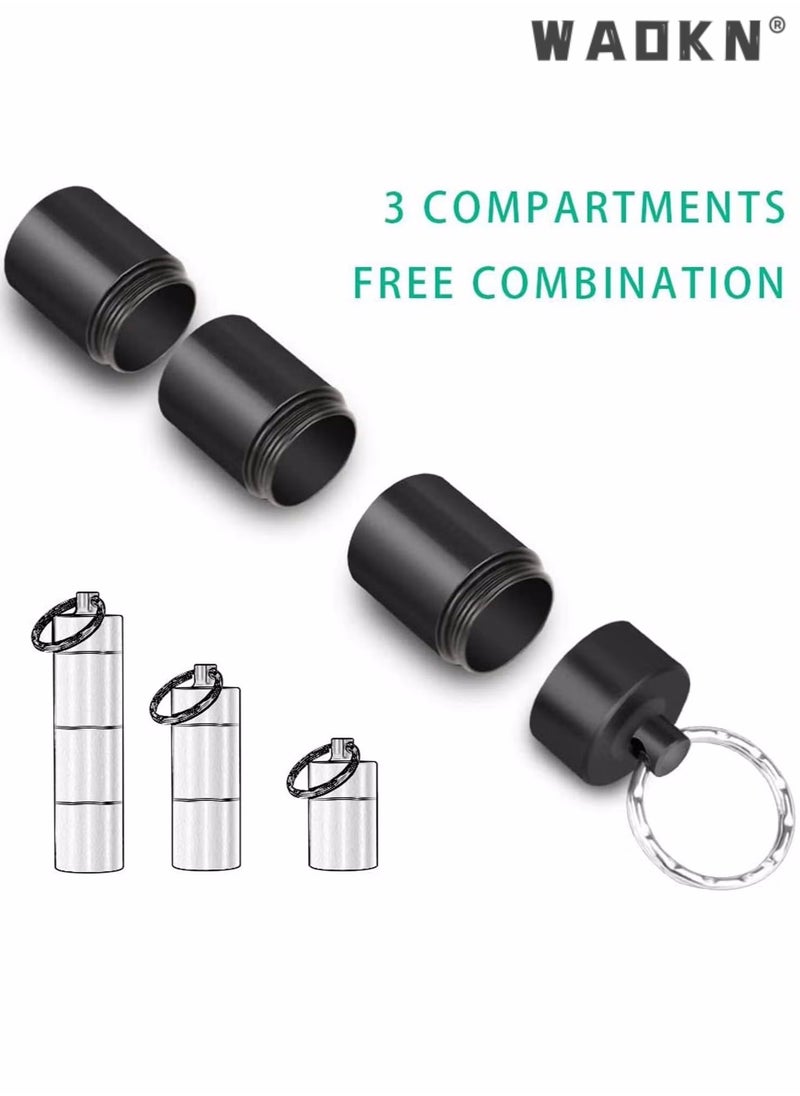 WAOKN Portable Pill Cases Metal Pocket Pill Boxes Keychain for Travel 3 Compartment Waterproof Daily Container Holder, Storage for Medication, Supplements, Vitamins and Cod Liver Oil, 2 Pack  - Image 5