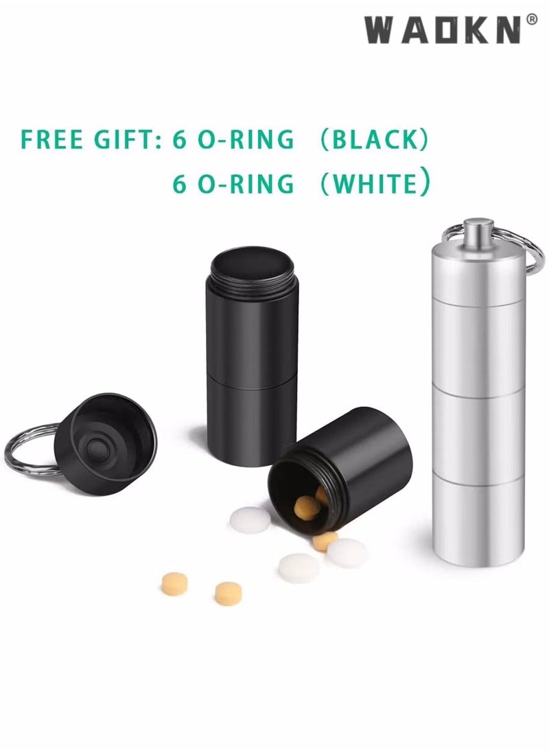 WAOKN Portable Pill Cases Metal Pocket Pill Boxes Keychain for Travel 3 Compartment Waterproof Daily Container Holder, Storage for Medication, Supplements, Vitamins and Cod Liver Oil, 2 Pack  - Image 4