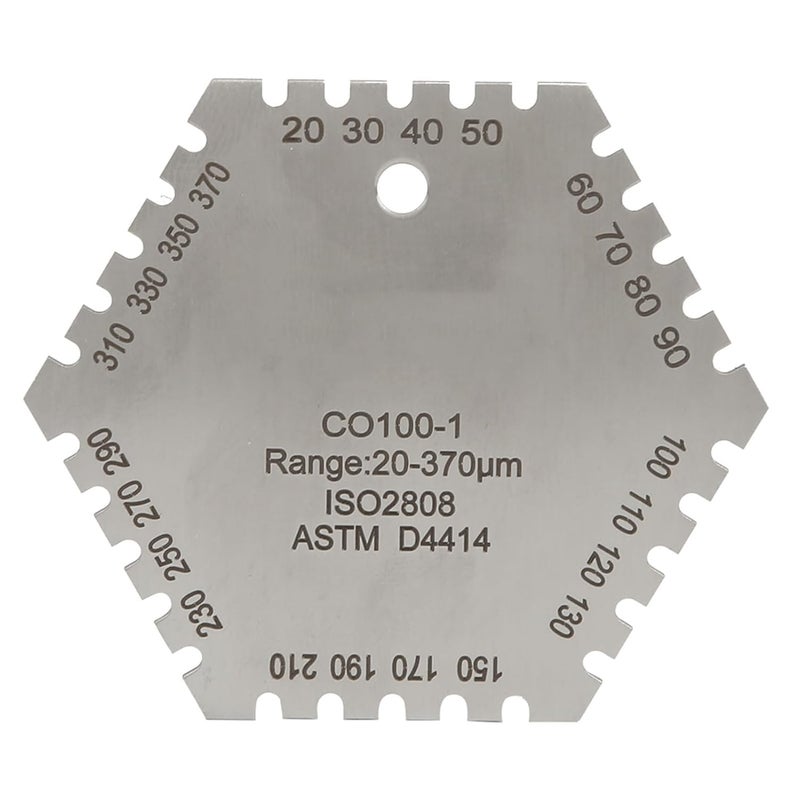 مقياس سمك فيلم الطلاء الرطب من الفولاذ المقاوم للصدأ 20-370 ميكرومتر أداة قياس طلاء الدهان - Image 4