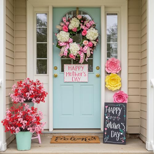 HIAGROW 8Pcs Babys Breath Fake Artificial Flowers, Real Touch Red Pink Mix and Match Plants Silk Flowers for Vase Home Office Wedding Indoor Outdoor Centerpiece Table Mother's Day Decoration - Image 4