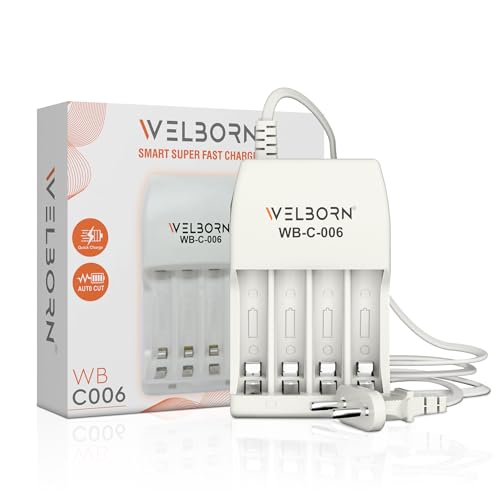 WELBORN WB-C-006/PCR AA/AAA Battery Charger (4 Cells) – Smart Charging for NiMH/NiCd Batteries with LED Status Indicator - Image 1