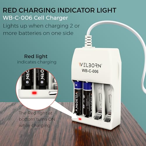WELBORN WB-C-006/PCR AA/AAA Battery Charger (4 Cells) – Smart Charging for NiMH/NiCd Batteries with LED Status Indicator - Image 3