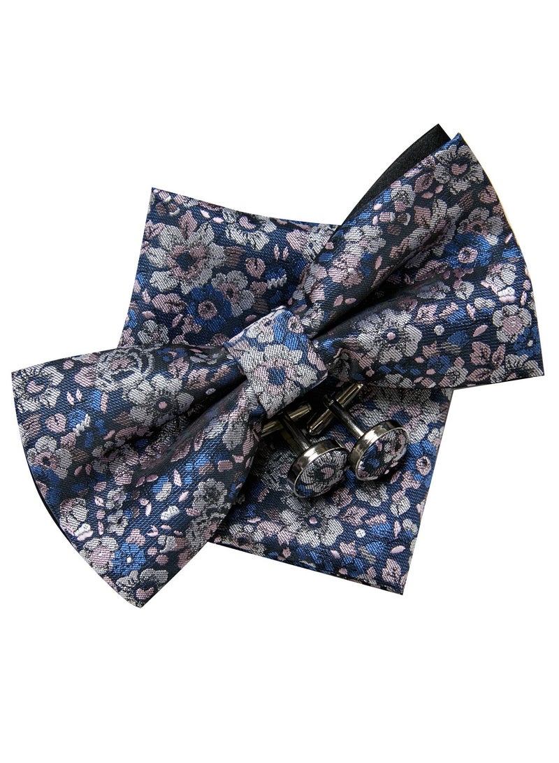Fashionable Floral Patterned Bow Tie Three-Piece Set