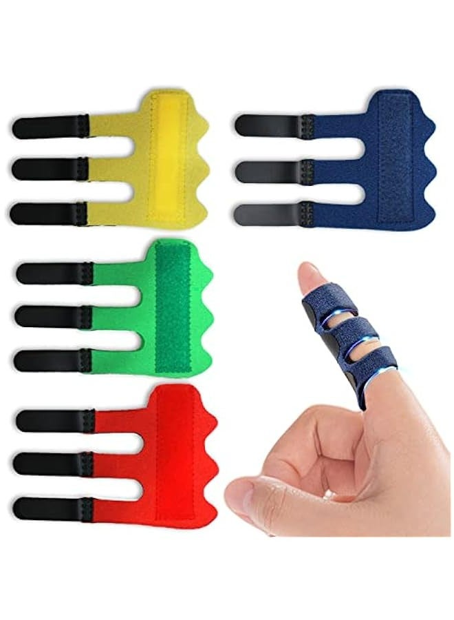 Generic Trigger Finger Splint Brace Support for Middle, Ring, Index, Pinky, & Thumb with Adjustable Fixing Belt. Ideal for Broken, Arthritis, & Straightening. (4 Pcs)  - Image 1