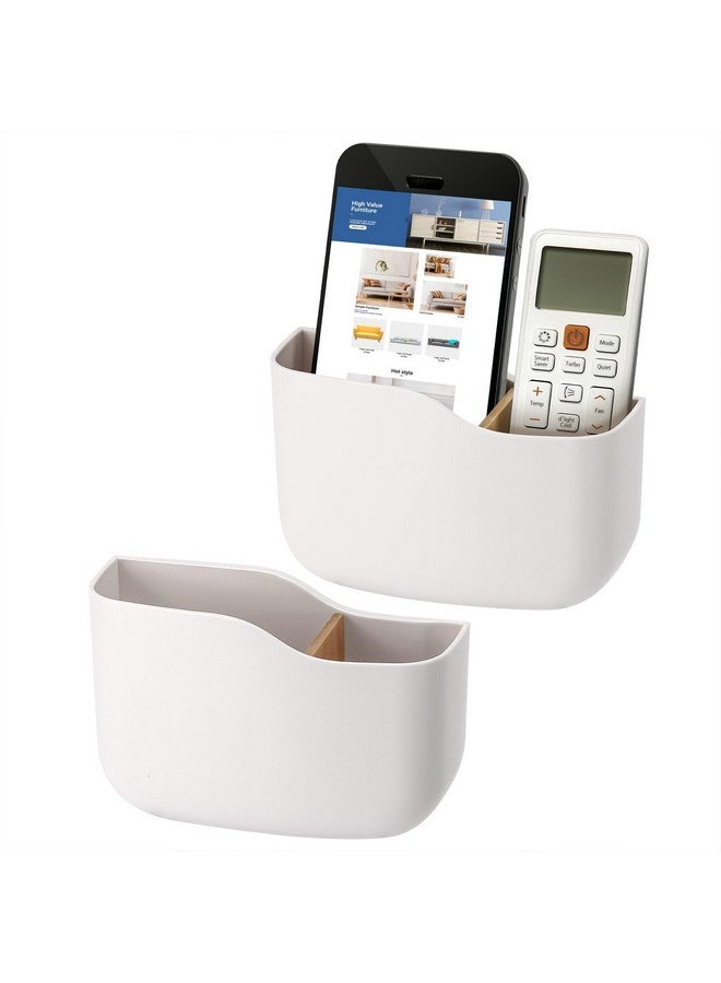 تيك بيوتي حامل جهاز تحكم عن بعد لاصق من Tecbeauty، مكون من قطعتين، مثبت على الحائط، منظم جهاز تحكم عن بعد عالمي للتلفزيون، صندوق تخزين، صينية، فتحة سفلية مجوفة، شحن سهل للهاتف، طاولة جانبية للمكتب المنزلي - Image 1