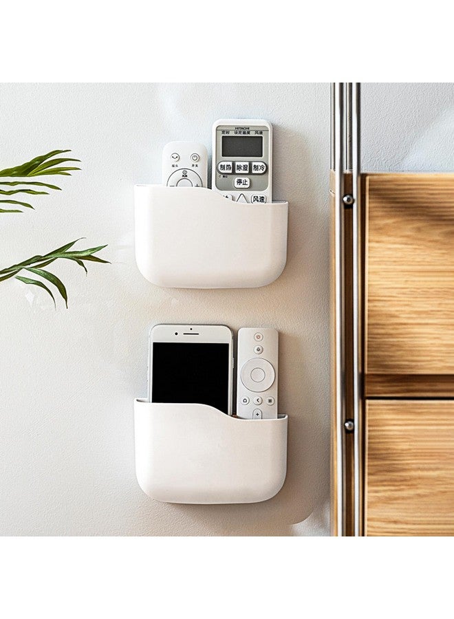 تيك بيوتي حامل جهاز تحكم عن بعد لاصق من Tecbeauty، مكون من قطعتين، مثبت على الحائط، منظم جهاز تحكم عن بعد عالمي للتلفزيون، صندوق تخزين، صينية، فتحة سفلية مجوفة، شحن سهل للهاتف، طاولة جانبية للمكتب المنزلي - Image 2