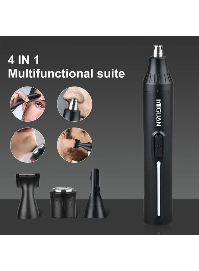 أسود 4 في 1 قابلة لإعادة الشحن عبر USB مجموعة أدوات تشذيب شعر الأذن والأنف للرجال لتشذيب اللحية والشارب والحواجب - Image 4