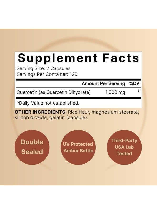 NatureBell Quercetin 1000mg Per Serving, 240 Capsules, Super Immune Vitamins and Quercetin Vitamins, Powerfully Supports Cardiovascular Health, Immune System and Bioflavonoids for Cellular Function - Image 2
