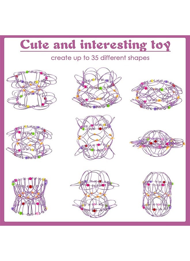 Urit 2 Pcs Flexible Iron Basket Toy, Handmade Wire Creative Toy, Magic Loops Wire Fidget Toy Funny Rotating Toy for Teens party favors (Purple, Gold)  - Image 3