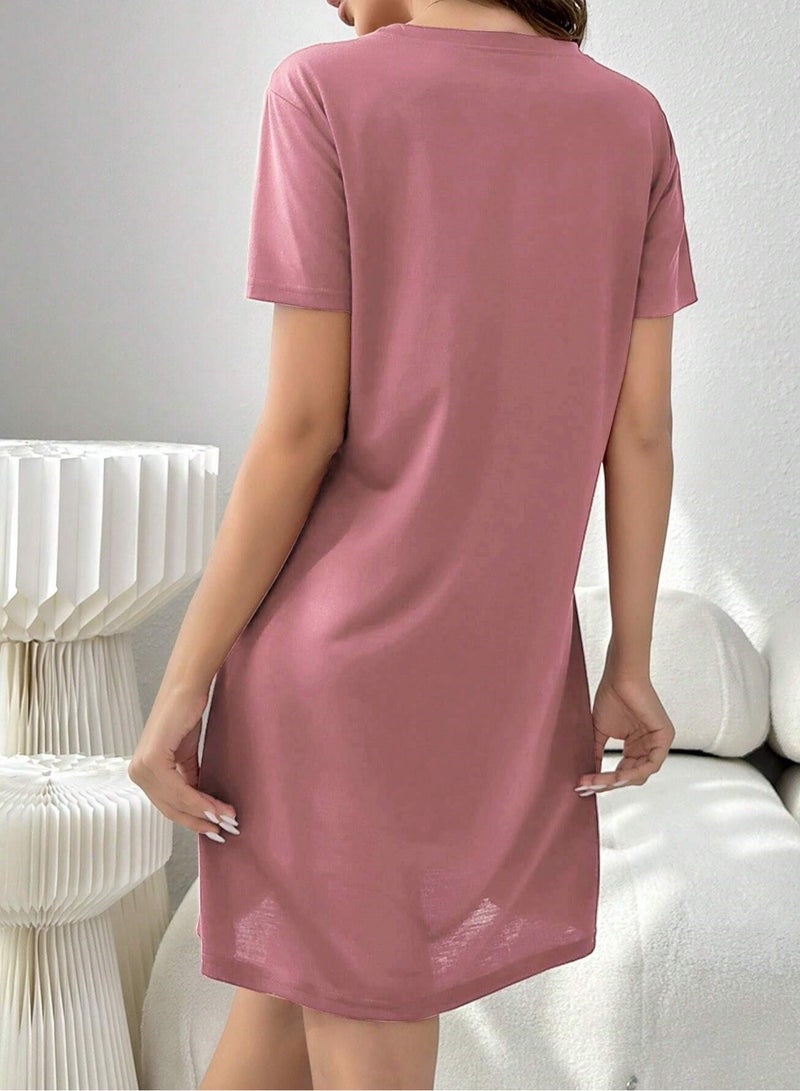 Mesery Mesery Sleepshirt Cotton Short Sleeves Printed  - Image 4