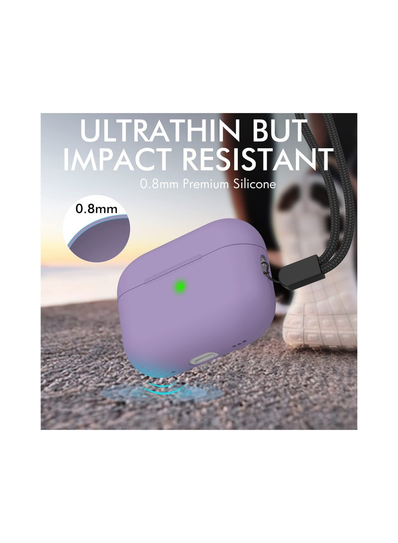 Excefore AirPods Pro 2 Case Cover 2022, Premium Silicone Case Cover with Lanyard Fully Protective with Front LED Visible (Dark Purple) - Image 3