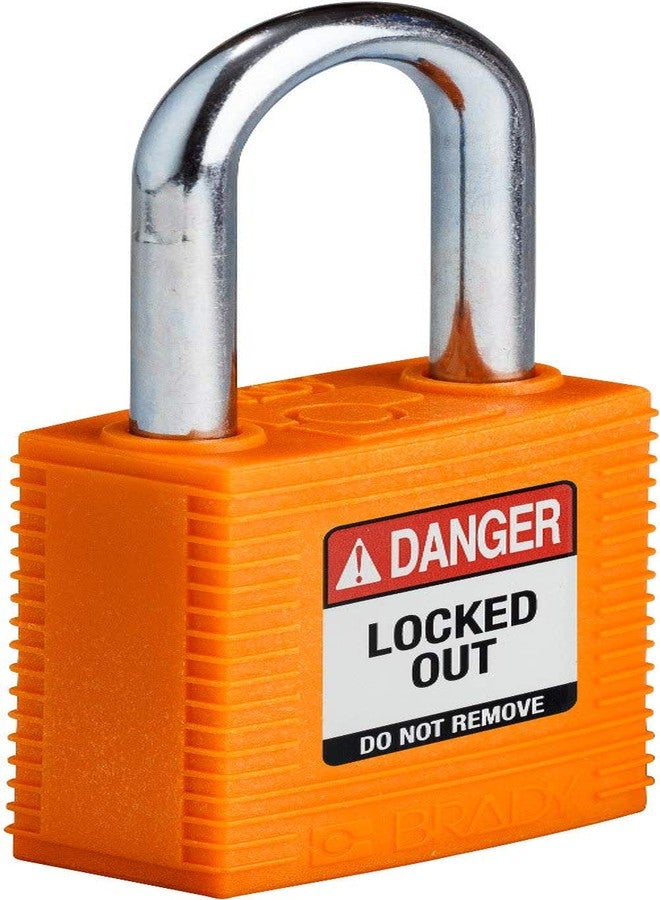 Brady SafeKey Lockout Padlock Nylon Orange 1.5" Steel Shkl Keyed Different - Image 2