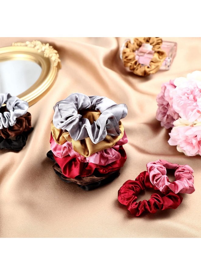 WILLBOND 24 Pieces Satin Hair Scrunchies Silk Elastic Bands Skinny Hair Ties Ropes Ponytail Holder for Women Girls Accessories Decorations (Charming Colors, Plain Pattern)  - Image 5