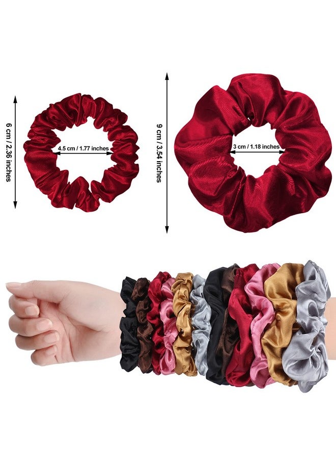 WILLBOND 24 Pieces Satin Hair Scrunchies Silk Elastic Bands Skinny Hair Ties Ropes Ponytail Holder for Women Girls Accessories Decorations (Charming Colors, Plain Pattern)  - Image 2