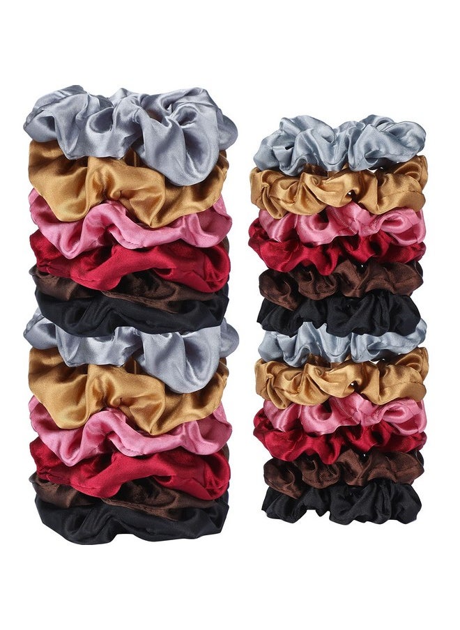 WILLBOND 24 Pieces Satin Hair Scrunchies Silk Elastic Bands Skinny Hair Ties Ropes Ponytail Holder for Women Girls Accessories Decorations (Charming Colors, Plain Pattern)  - Image 4