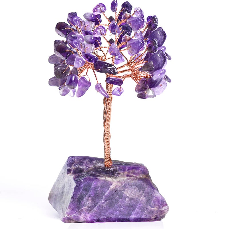 Ytbeoxk Amethyst Crystal Tree of Life,Money Tree Decorations,Crystals and Healing Stones,Reiki Positive Energy Gemstones,Purple Room Office Desk Feng Shui Decor Meditation Gifts for Women - Image 1
