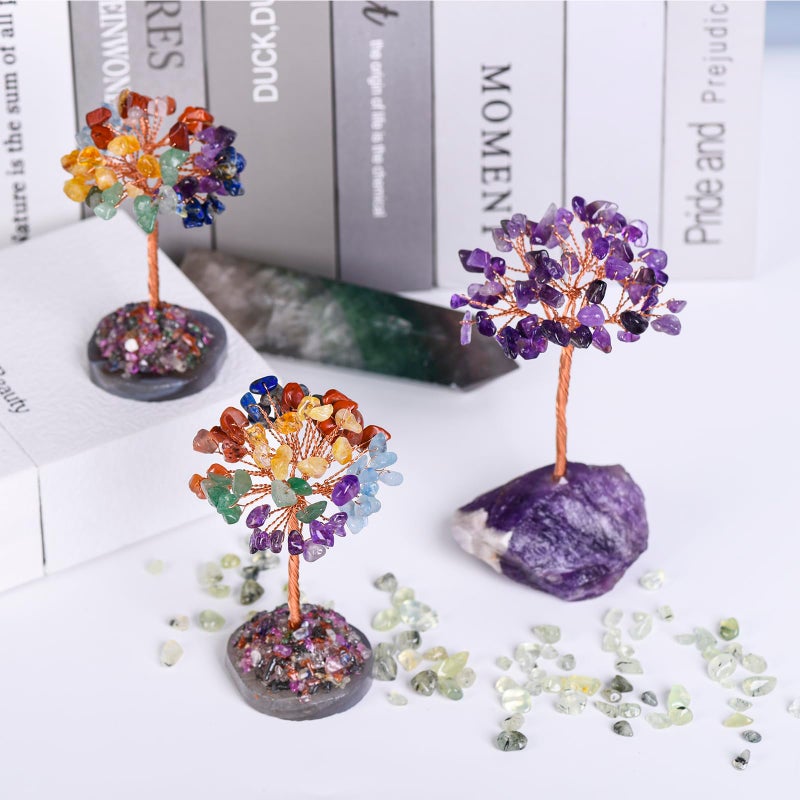 Ytbeoxk Amethyst Crystal Tree of Life,Money Tree Decorations,Crystals and Healing Stones,Reiki Positive Energy Gemstones,Purple Room Office Desk Feng Shui Decor Meditation Gifts for Women - Image 4