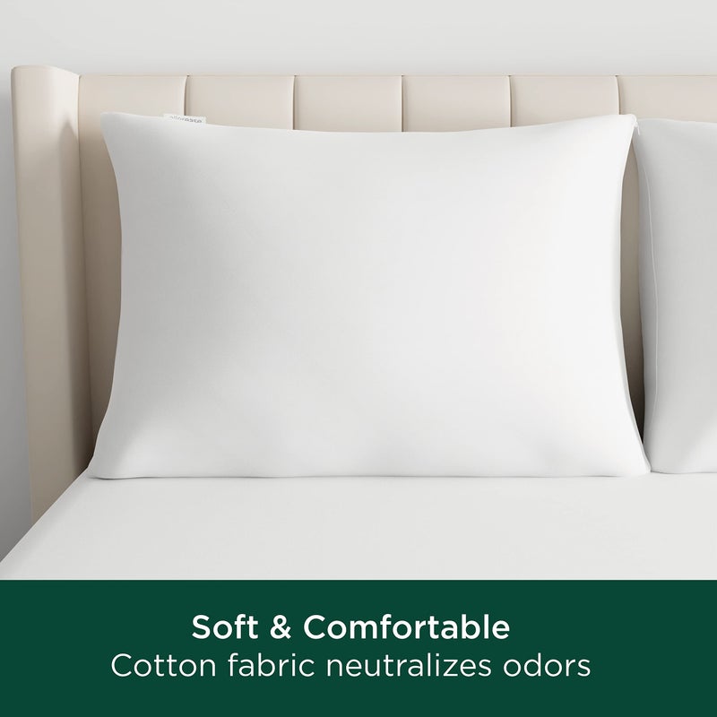 Aller-Ease AllerEase Cotton Fresh Allergy Defense Hypoallergenic Odor Neutralizing Soft 100% Cotton Fabric Machine Washable Durable Zippered Pillow Protector, King Size, 2 Pack, White - Image 4