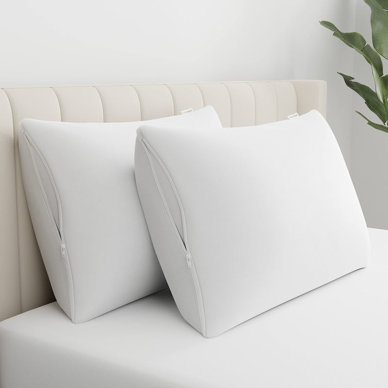 Aller-Ease AllerEase Cotton Fresh Allergy Defense Hypoallergenic Odor Neutralizing Soft 100% Cotton Fabric Machine Washable Durable Zippered Pillow Protector, King Size, 2 Pack, White - Image 1