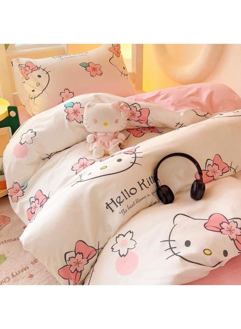 Hello Kitty Sakura Duvet Cover Set – Cute Kawaii Pink Floral Bedding – Soft Pastel Duvet Cover with Pillowcases (Comforter Not Included) - Image 2